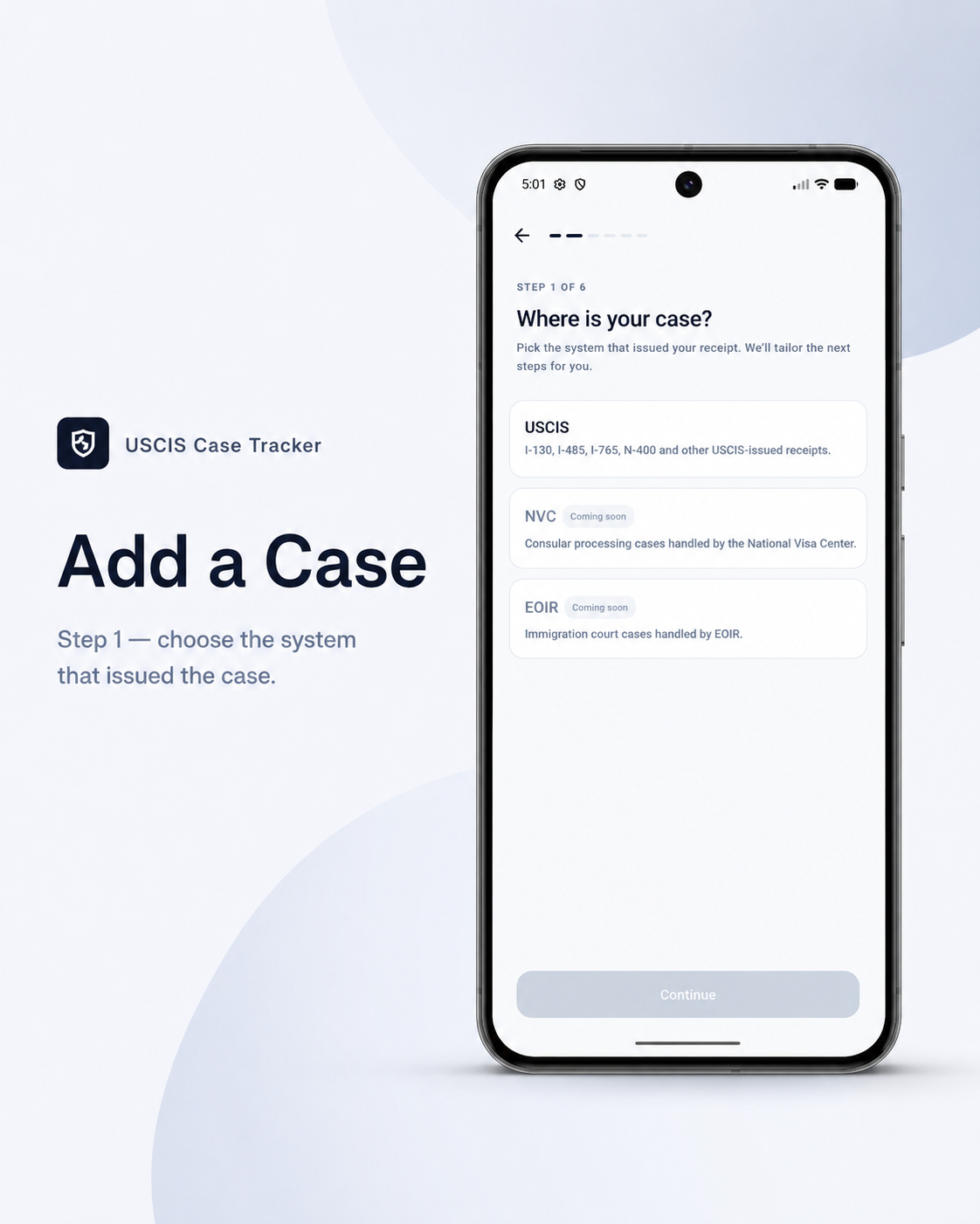 Add a Case · Onboarding (Step 1)