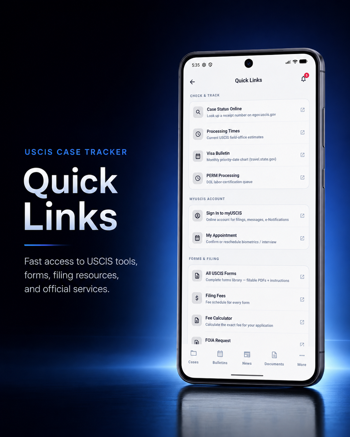 USCIS Case Tracker · Quick Links